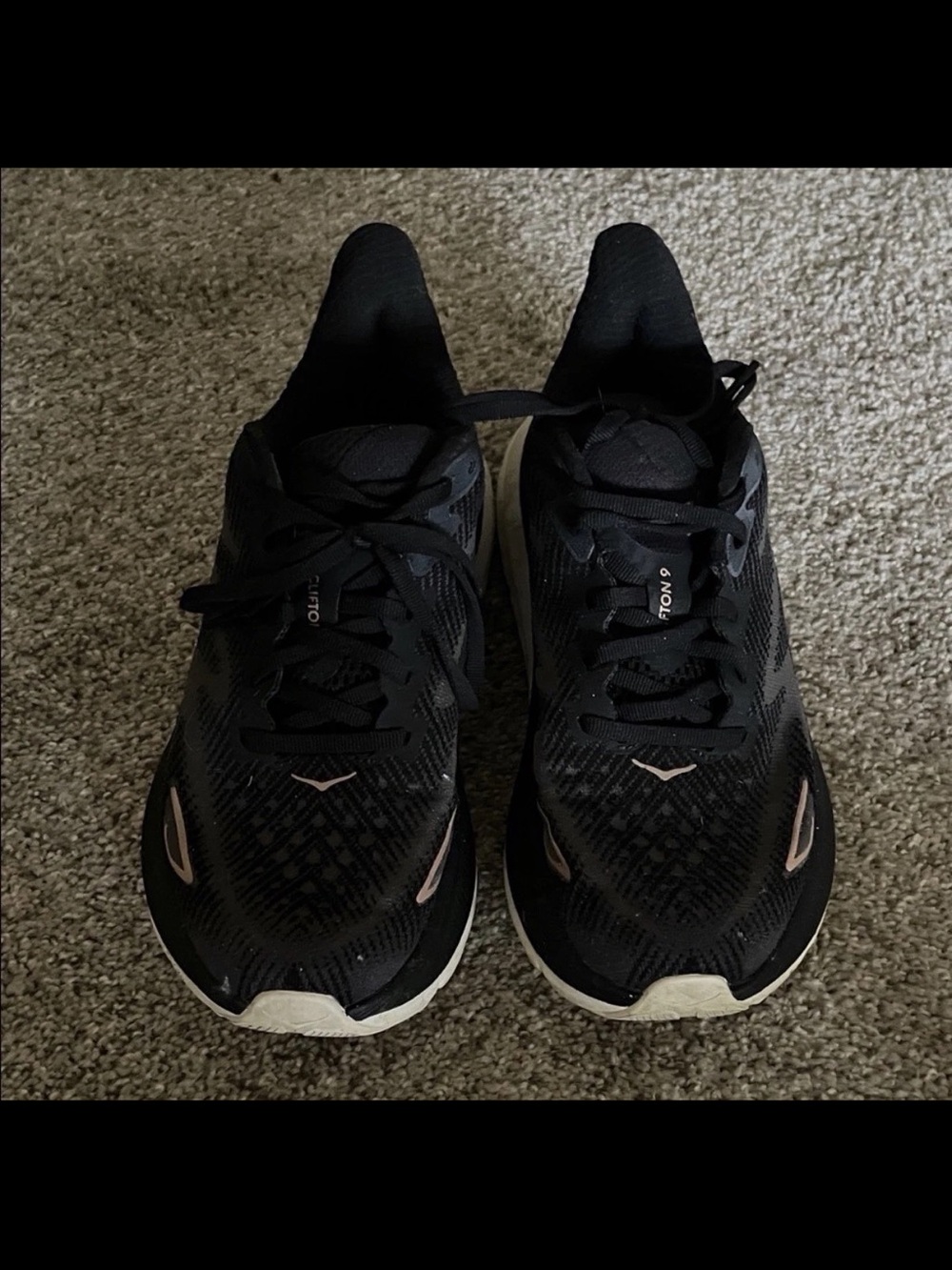 Hoka Black Running Shoes Clifton 9 size 8 Athletic Sneakers